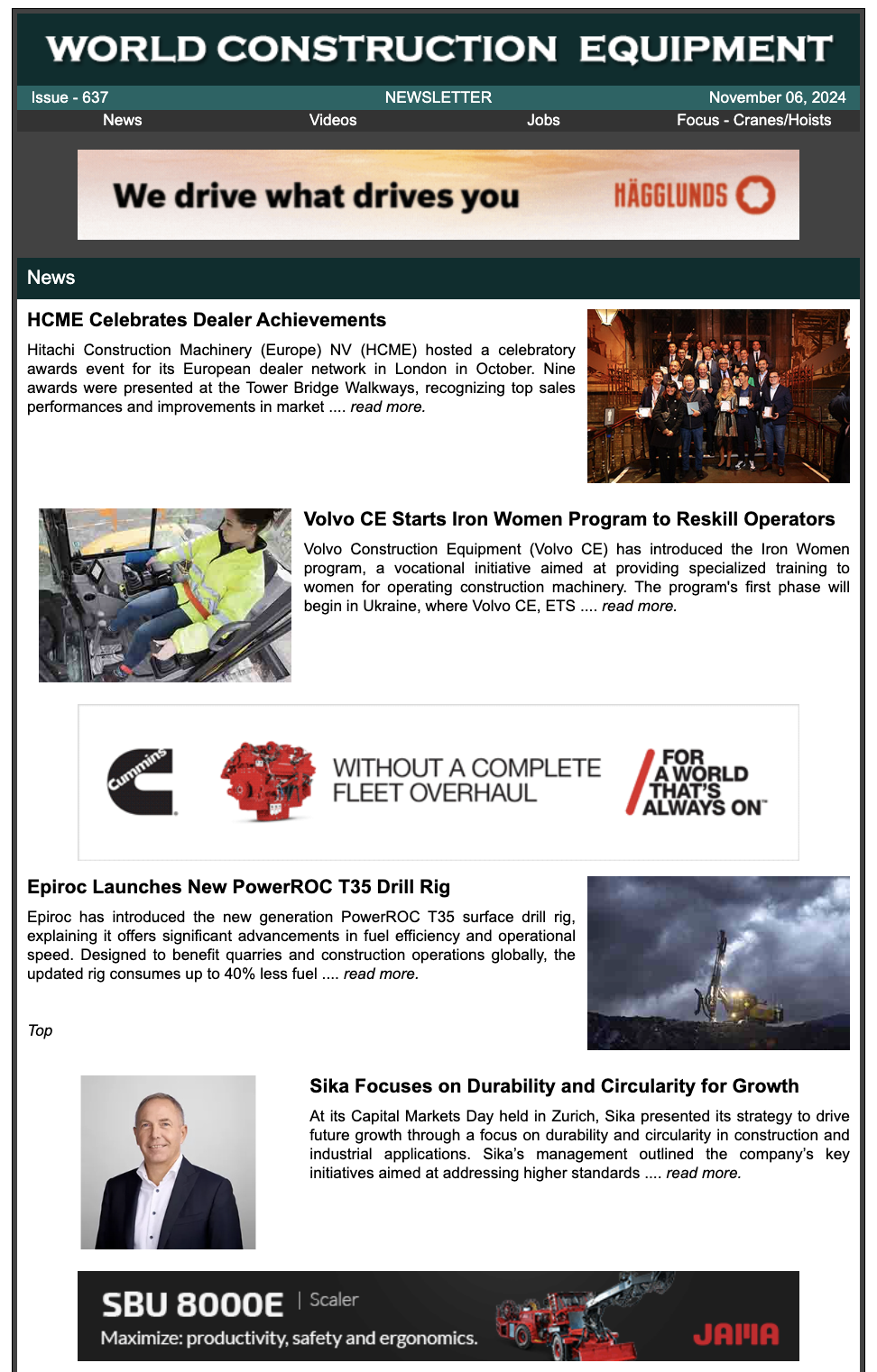 Newsletter Cover - Current World Construction Equipment Edition