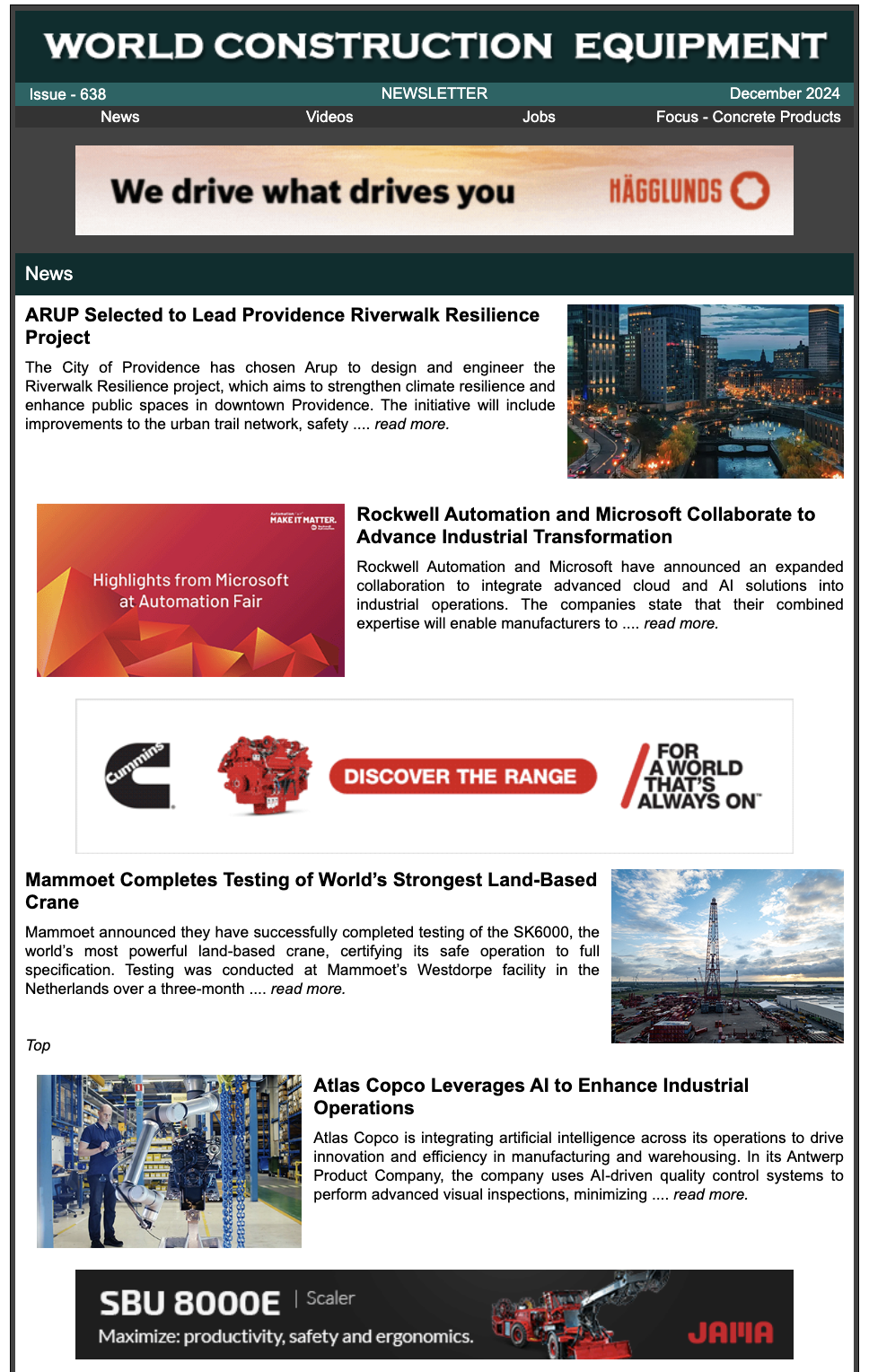 Newsletter Cover - Current World Construction Equipment Edition