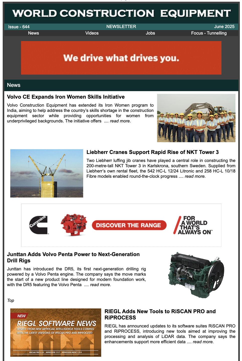 Newsletter Cover - Current World Construction Equipment Edition