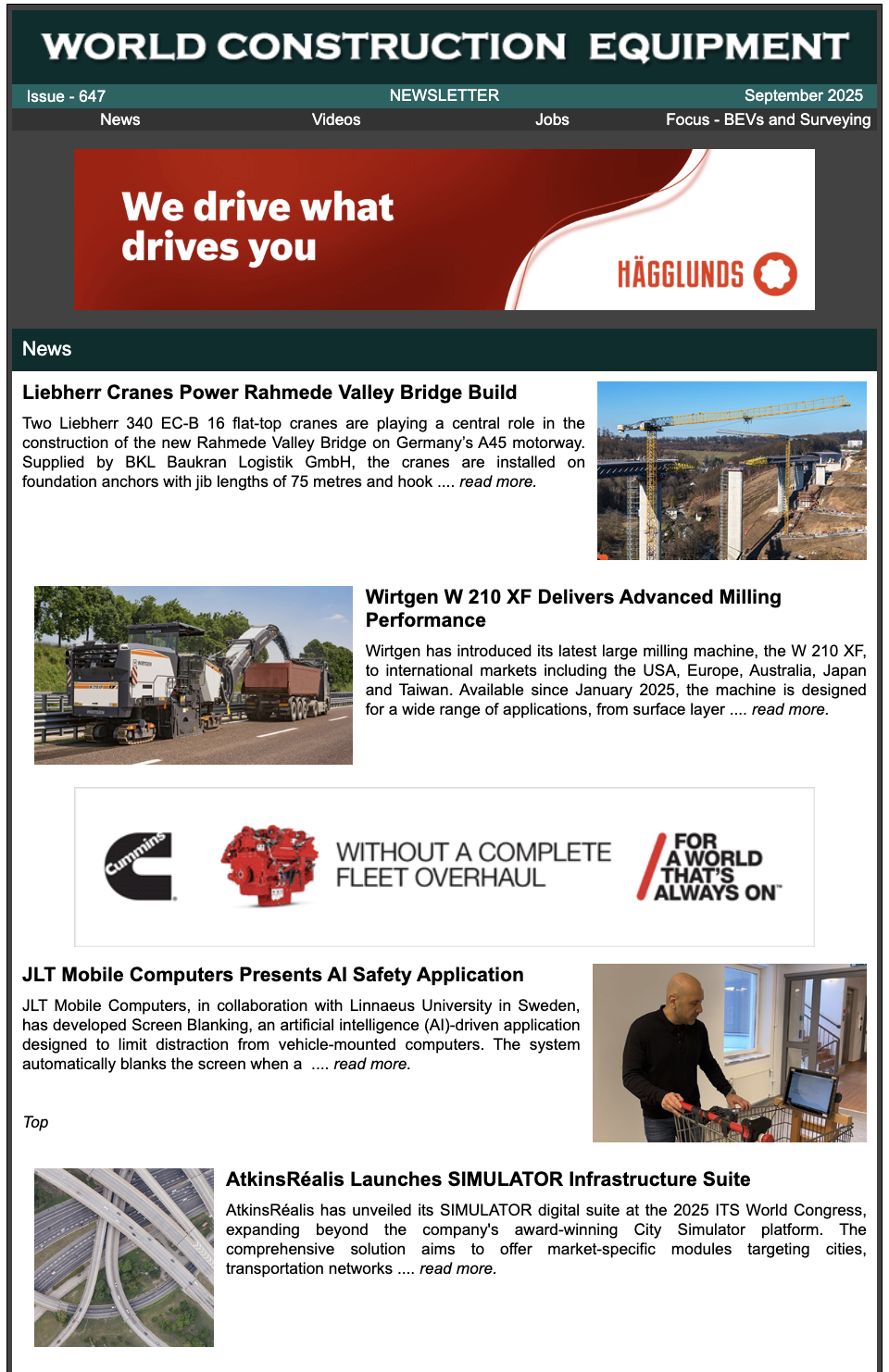 Newsletter Cover - Current World Construction Equipment Edition