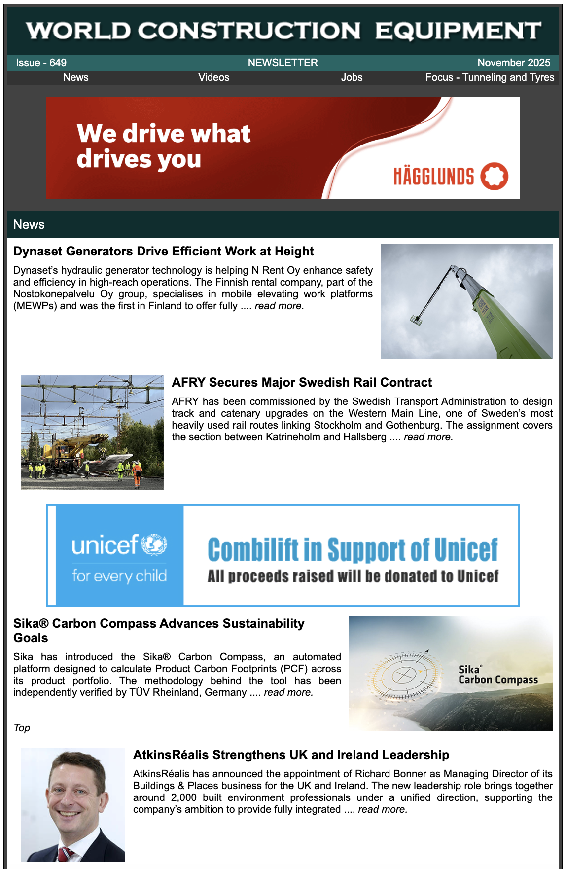 Newsletter Cover - Current World Construction Equipment Edition